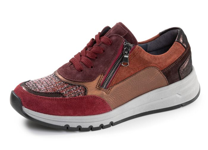 Waldl&auml;ufer, bequeme Damen-Sneaker, Weite H, mit herausnehmbarem Fussbett BORDEAUX-BUNT