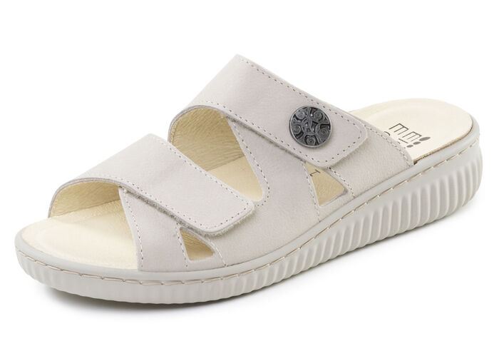 ELENA EDEN, bequeme Damen-Pantoletten, Weite H, mit herausnehmbarem Fussbett BEIGE