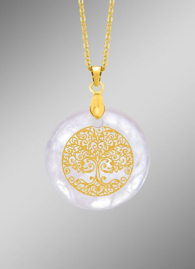 Lebensbaum-Anh&auml;nger mit Bergkristall 