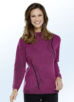 Pullover aus Bouclégarn FUCHSIA-SCHWARZ
