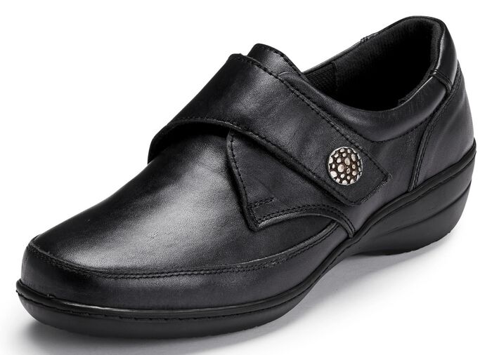 ELENA EDEN, bequeme Damen-Slipper, WeiteH, mit herausnehmbarem Fussbett SCHWARZ