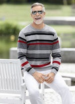 Modischer Rundhalspullover in 2 Farben GRAU-SCHWARZ-ROT