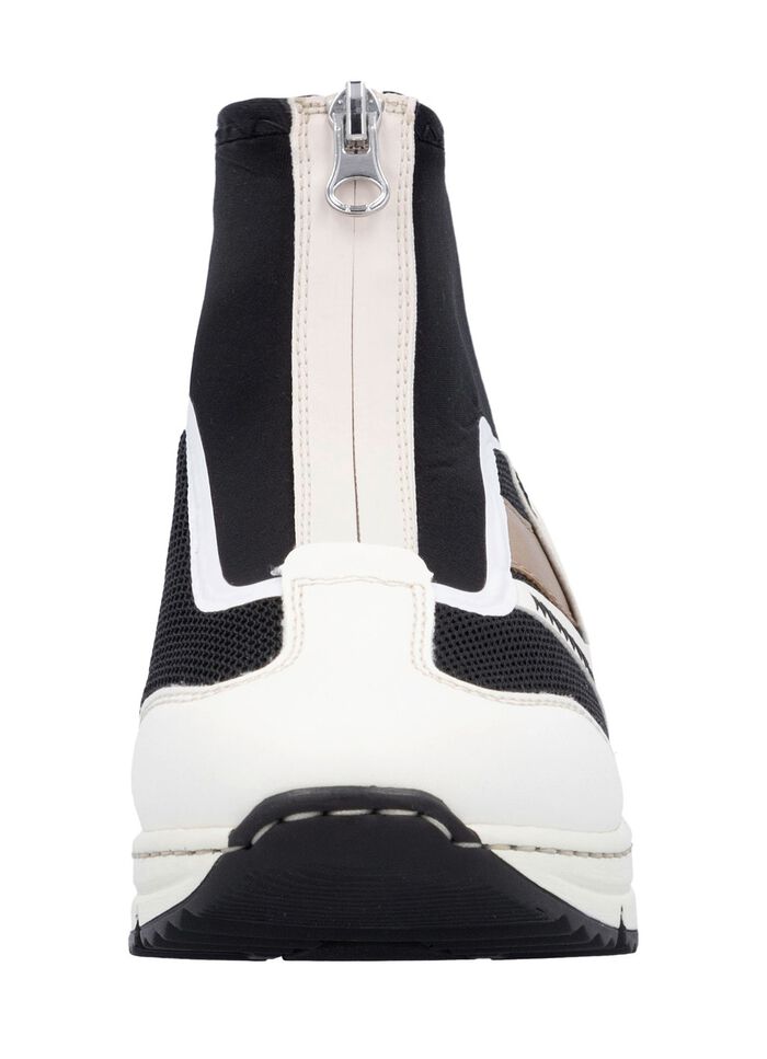 Rieker, stylische Damen-Boots, Weite G, mit herausnehmbarem Fussbett CREME-SCHWARZ-BRAUN