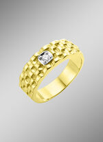 Massiver Herrenring in Bicolor mit Brillant 