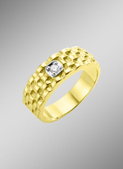 Massiver Herrenring in Bicolor mit Brillant 