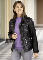 Lederkurzjacke mit Zierstepp 