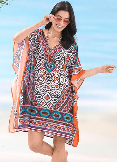 Sunflair Tunika mit platziertem Druckdessin, leicht transparent 