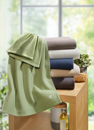 Waffelpiqu&eacute;-Frottier-Serie aus Baumwolle 