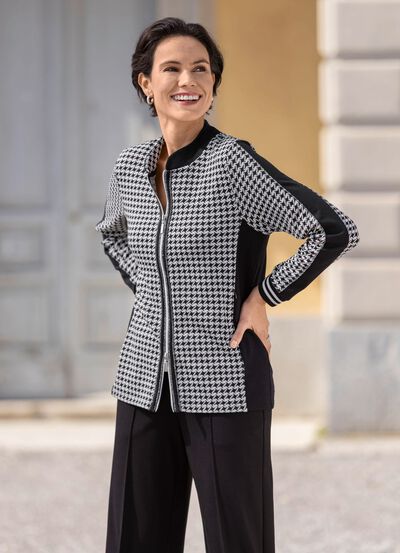 Jacke mit Hahnentritt-Dessin 