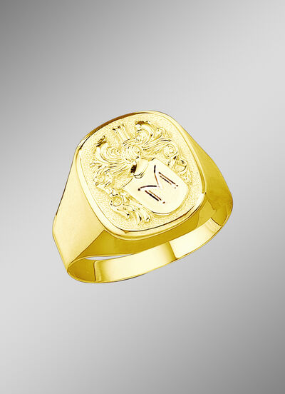 Herrenring mit glänzendem Wappen 