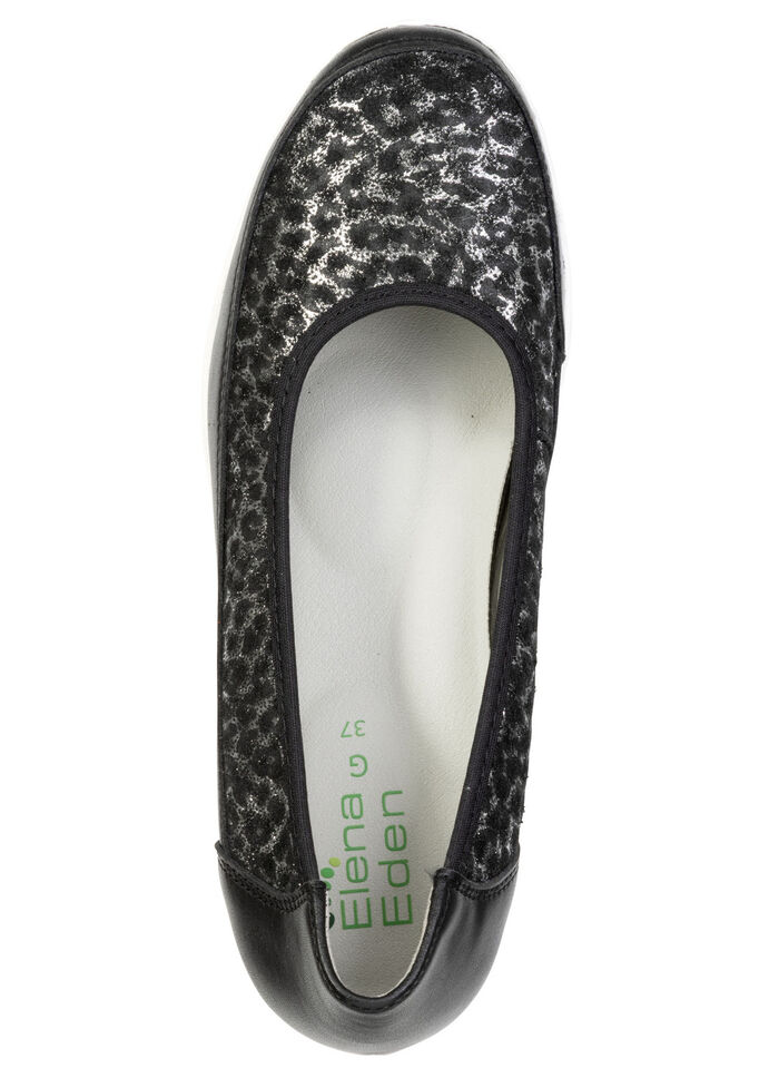 ELENA EDEN, bequeme Damen-Ballerinas, Weite G, mit herausnehmbarem Fussbett SCHWARZ