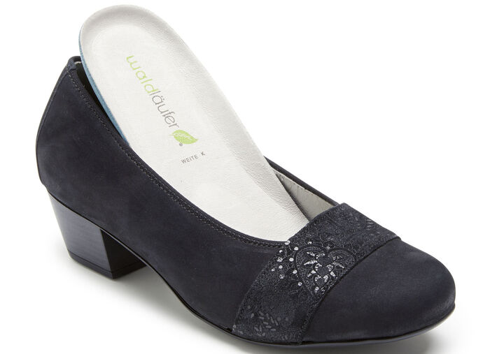 Waldläufer, bequeme Damen-Pumps, Weite K, mit herausnehmbarem Fussbett SCHWARZ