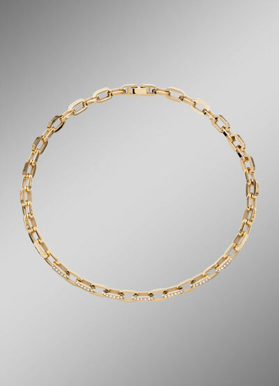 Halskette aus vergoldetem Edelstahl mit Kristallen 