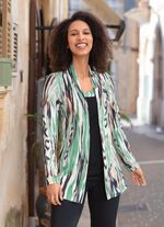 Shirt in Jacken-Optik SCHWARZ-GR&Uuml;N-APRICOT