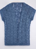 Gilet mit Ajourmuster JEANSBLAU MELIERT