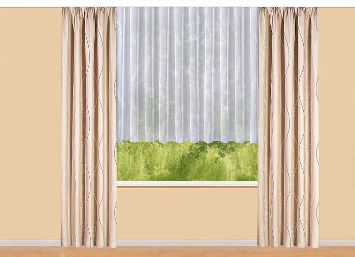 &Uuml;bervorhang mit Wellen-Dessin und Universalschienenband 