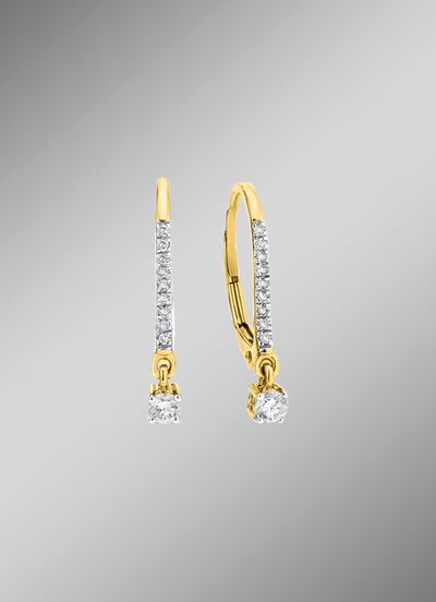 Edle Ohrringe mit 2 Brillanten und 18 Diamanten 