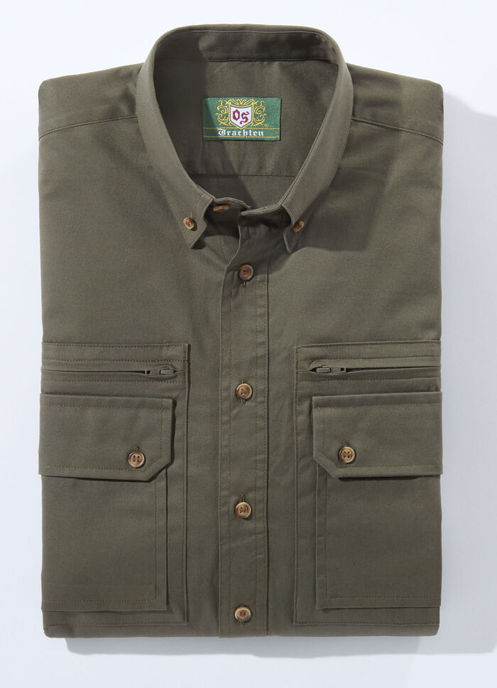«OS-Trachten»-Hemd mit Button-Down-Kragen in 3 Farben DUNKELGRÜN