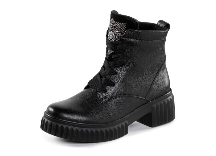 Waldl&auml;ufer Schn&uuml;r-Bootie mit effektvollen Glitzer-Steinchen 