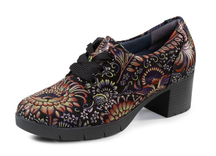 Waldl&auml;ufer, bequemer Damen-Trotteur, Weite H, mit herausnehmbarem Fussbett SCHWARZ-BUNT