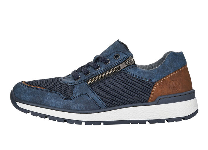 Rieker, bequeme Herren-Sneaker, Weite H, mit herausnehmbarem Fussbett BLAU-BRAUN