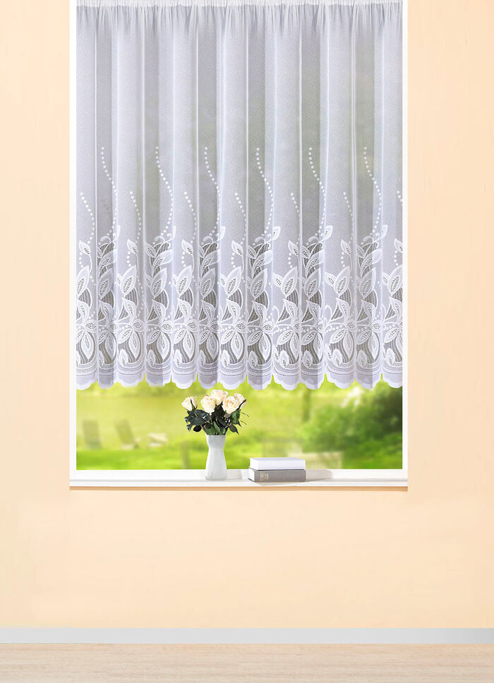 Blumenfenster-Vorhang mit gebogtem Abschluss 