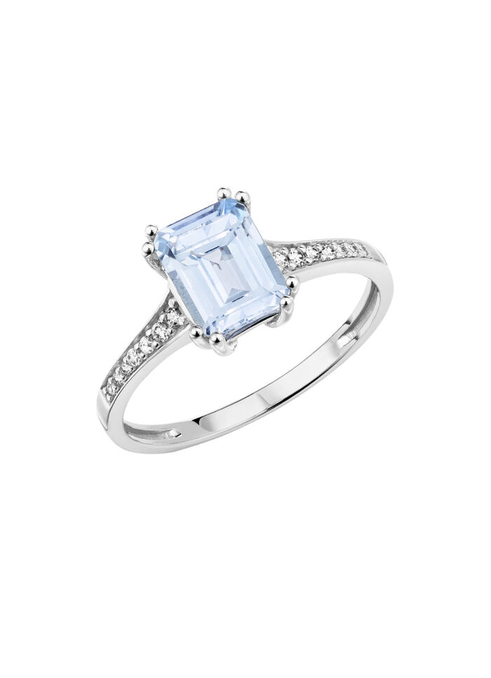 Damenring mit Brillanten und Blautopas 