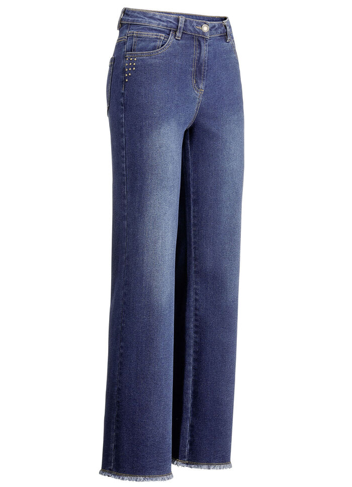 Jeans mit angesagtem Fransensaum DUNKELBLAU