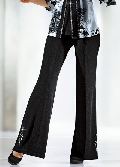Hose mit Metallplättchen-und Strasszier 