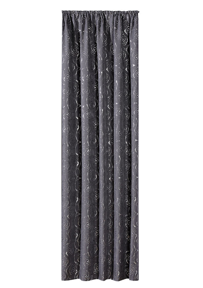 Dekoschal mit hübschem Rosen-Dessin GRAU-SILBER