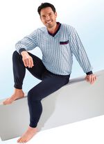 Pyjama mit V-Ausschnitt und komfortablen B&uuml;ndchenabschl&uuml;ssen 