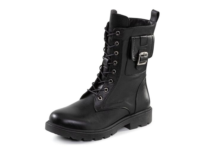 Andrea Conti Stiefelette mit modischen, aufgesetzten T&auml;schchen SCHWARZ