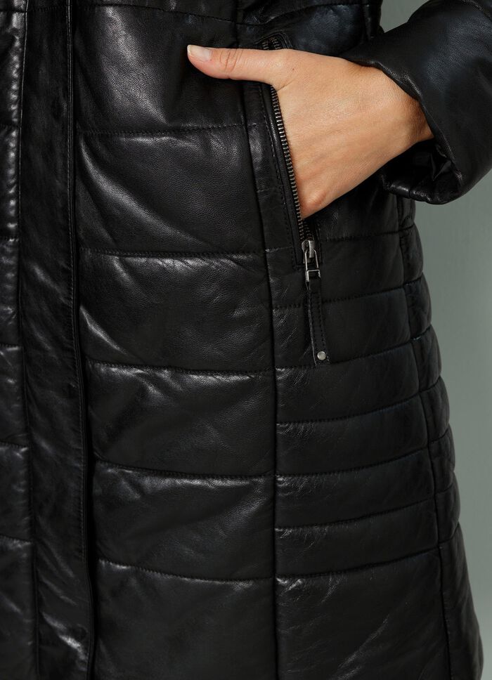 Lederkurzmantel mit Innentasche 