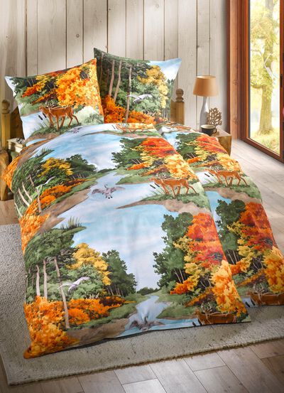 Naturnahe Bettw&auml;sche-Garnitur in Biber-Qualit&auml;t 