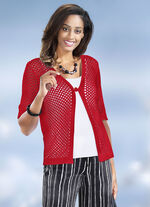 Strickjacke in 2 Farben aus Netzstrick ROT