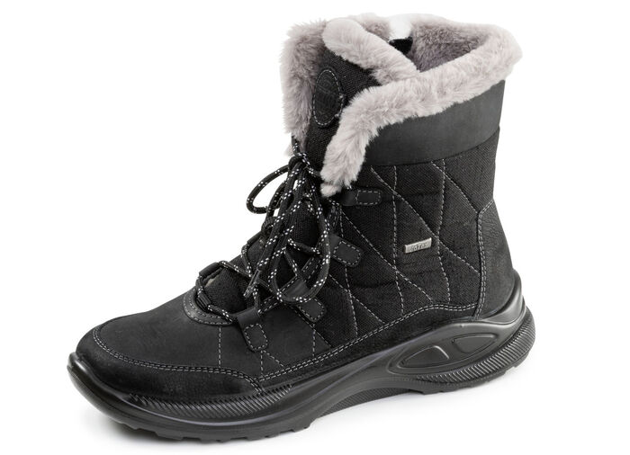 Gefütterte Damen-Boots, Winterschuhe, Weite H, mit Reissverschluss SCHWARZ