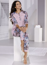 Pyjama mit Bündchen und langen Ärmeln MAUVE-BUNT