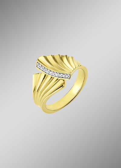 Vergoldeter Damenring mit Diamanten 