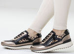 Caprice, trendige Damen-Sneaker, Weite G, mit herausnehmbarem Lederfussbett SCHWARZ-BRONZE