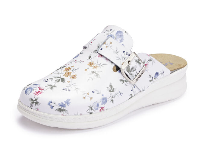 ELENA EDEN Clog aus weissem Rind-Nappaleder WEISS-BUNT
