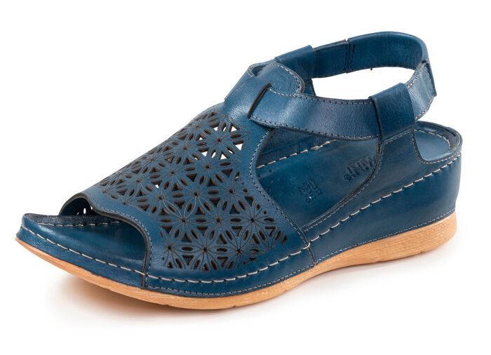 Gemini Sandale aus schattiertem Nappaleder mit Pr&auml;gung BLAU