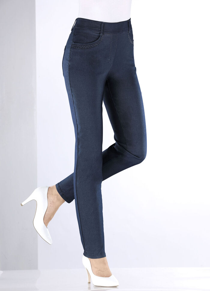 Hose in Denim-Optik DUNKELBLAU