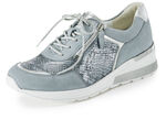 Waldläufer, bequeme Damen-Schnürschuhe, Weite H, mit herausnehmbarem Fussbett BLEU-MATTSILBER