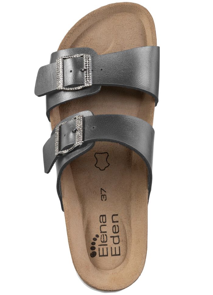 ELENA EDEN Pantolette mit Glitzersteinchen verzierten Schliessen ONYXSCHWARZ