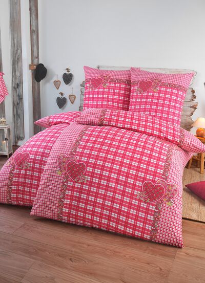 4-teiliges Bettw&auml;sche-Set mit rustikalem Karodessin 