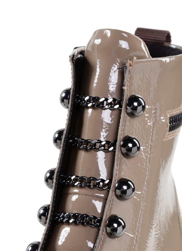 Remonte Stiefelette mit trendigen Zierketten in Schn&uuml;r-Optik TAUPE