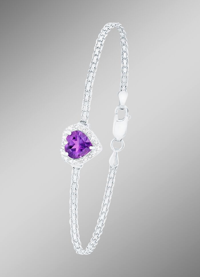 Bezauberndes Armband mit echt Amethyst und echten Weisstopasen 