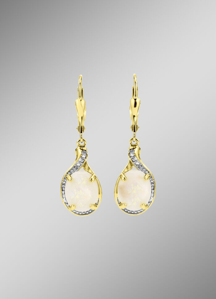 Ohrringe mit echt Opal und Diamanten 