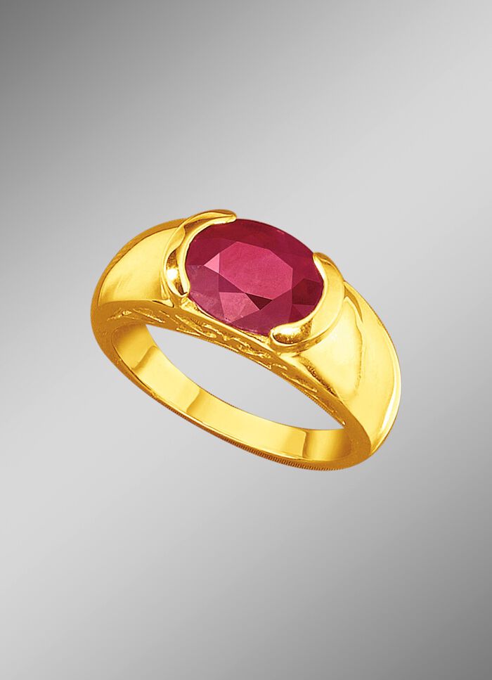 Schwerer Partnerring mit echtem Rubin 