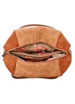 Collezione Alessandro Tasche aus teilweise reptilgepr&auml;gtem Veloursmaterial COGNAC